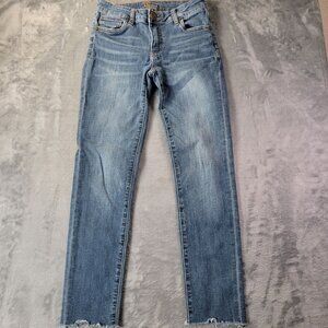KUT from the Kloth Womens Jeans 0 Blue Raw Hem Skinny Stretch Casual Vibe